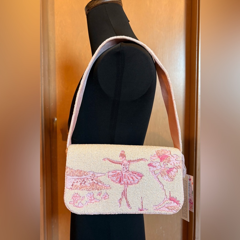 Pink Ballerina Beaded Shoulder Bag